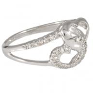 Серебряное кольцо "Сердца" с 24-мя бриллиантами, Индия