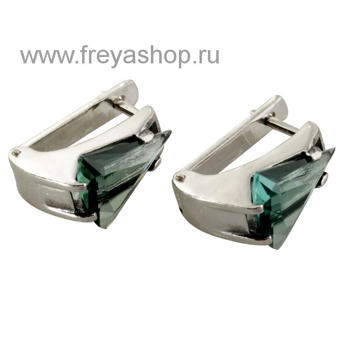 "Формула вита", серебряные серьги с празиолитом в конструктивистском стиле, Россия