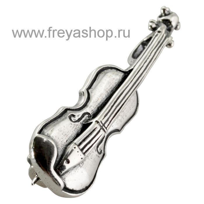 Серебряная брошь "Скрипка", Россия