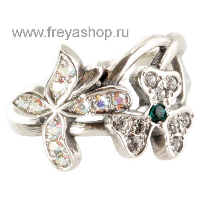 Серебряное кольцо "Букет" с цирконами, Россия