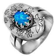 Серебряное кольцо "Цветочный хоровод" с опалом, Израиль
