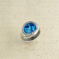 Серебряное кольцо с синей эмалью "Загадочный профиль", Кострома