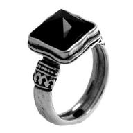 Cеребряное кольцо с узорами и квадратным ониксом, Израиль