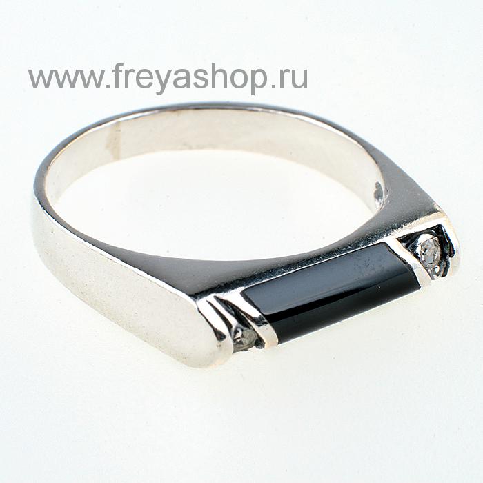 Тонкое серебряное кольцо с полоской агата и фианитами, Россия